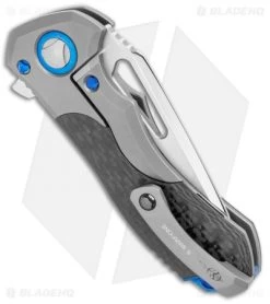 Marfione Custom Protocol HP BBTI Bolster CF Blue Ti (3" Mirror) 394-MCK -Microtech Shop Mardione Custom Protocol HP BBTI Bolster CF Blue Ti Mirror BHQ 107988 jr side