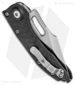 Marfione Custom Borka Blades Stitch Carbon Fiber Automatic Knife (3.75" Mirror) -Microtech Shop Marfione Custom Borka Blades Stitch Carbon Fiber Automatic Knife Mirror Polish BHQ 118912 LS Side