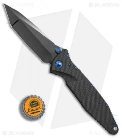 Marfione Custom Socom Elite T/E Knife CF W/ Flamed Spacer + Blue HW (DLC Mirror) -Microtech Shop Marfione Custom Socom Elite Tanto CF Flamed spacer blue ti hw DLC mirror BHQ 75772 er bottlecap 2