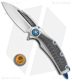 Marfione Custom Super Matrix-R Knife Titanium/Carbon Fiber (3.75" Mirror/CF) -Microtech Shop Marfione Custom Super Matrix R MP CF Hand Rubbed Blue Ti BHQ 68377 jr bottlecap