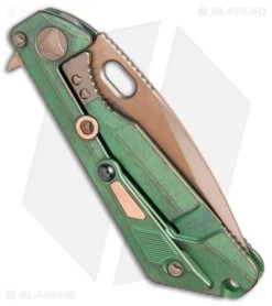 Marfione/Strider Custom MSG-3.5 Flipper Knife Green/Copper (3.5" Bronze Satin) -Microtech Shop Marfione Strider Custom MSG copper inlay bronze satin BHQ 71509 er side