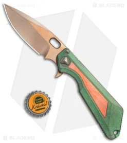 Marfione/Strider Custom MSG-3.5 Flipper Knife Green/Copper (3.5" Bronze Satin) -Microtech Shop Marfione Strider Custom MSG copper inlay bronze satin BHQ 71509 jr bottlecap