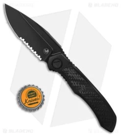 Microtech Anax S/E Frame Lock Knife Black Titanium/CF Inlay (3.8" Serrated DLC) -Microtech Shop Microtech Anax SE FLK Ti Carbon Fiber Inlay Serrated 3in DLC BHQ 181083 td size