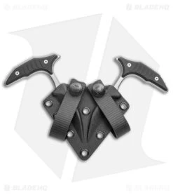 Microtech BEE S/E Wharncliffe Double Push Daggers Black G-10 (2.5" BB Full Serr) -Microtech Shop Microtech Bee Double SE Wharncliffe SS BB FS Black G 10 218D 9GTBKS BHQ 141749 jr sheath