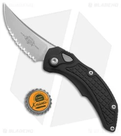 Microtech Brachial Automatic Knife Black Aluminum (3.25" Serrated Stonewash) -Microtech Shop Microtech Brachial Auto Black Aluminum Serr SW BHQ 157446 jr bottlecap