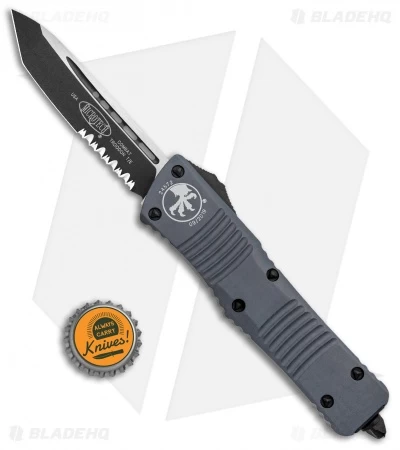 Microtech Combat Troodon Automatic OTF Knife Tanto Gray (3.8" Black Serr) 6 Microtech Combat Troodon Automatic OTF Knife Tanto Gray (3.8" Black Serr) - Image 4