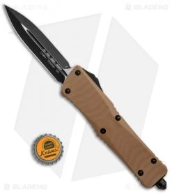 Microtech Combat Troodon D/E OTF Automatic Knife Tan G-10 (3.8" Black) -Microtech Shop Microtech Combat Troodon DE OTF Auto Tan G 10 Black BHQ 89386 jr bottlecap 1
