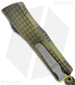 Microtech Combat Troodon D/E OTF Frag Off Series Green (4" Serr) 142-DR12 -Microtech Shop Microtech Combat Troodon DE OTF Frag Off Series Green Serr BHQ 134788 jr side
