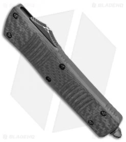Microtech Signature Series Combat Troodon D/E OTF Knife Carbon Fiber (Damascus) -Microtech Shop Microtech Combat Troodon DE OTF Knife Carbon FiberRinged Hardware Damascus 142 16 CFS BHQ 116924 LS Spine