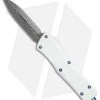 Microtech Combat Troodon D/E OTF Automatic Knife White (3.8" Damascus) 142-16WH