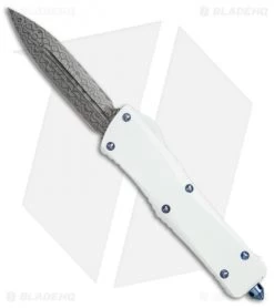 Microtech Combat Troodon D/E OTF Automatic Knife White (3.8" Damascus) 142-16WH