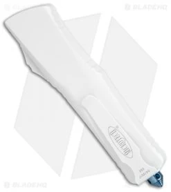 Microtech Combat Troodon D/E OTF Automatic Knife White (3.8" Damascus) 142-16WH -Microtech Shop Microtech Combat Troodon DE white damascus 142 16WH BHQ 68742 er side