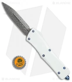 Microtech Combat Troodon D/E OTF Automatic Knife White (3.8" Damascus) 142-16WH -Microtech Shop Microtech Combat Troodon DE white damascus 142 16WH BHQ 68742 er size