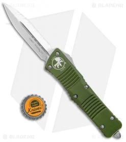 Microtech Combat Troodon OTF D/E Knife OD Green (3.8" Satin Full Serr) 142-6OD -Microtech Shop Microtech Combat Troodon OTF DE Auto OD Green Satin Full Serr 142 6OD BHQ 50395 jr bottlecap