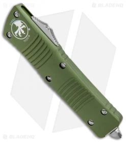 Microtech Combat Troodon OTF D/E Knife OD Green (3.8" Satin Full Serr) 142-6OD -Microtech Shop Microtech Combat Troodon OTF DE Auto OD Green Satin Full Serr 142 6OD BHQ 50395 jr spine