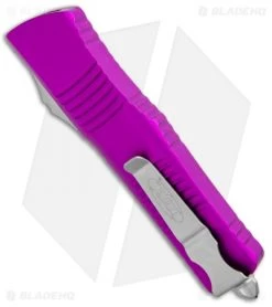 Microtech Combat Troodon D/E OTF Automatic Knife Violet (3.8" Stonewash) -Microtech Shop Microtech Combat Troodon OTF Dagger Violet SW 142 10VI BHQ 98055 jr side