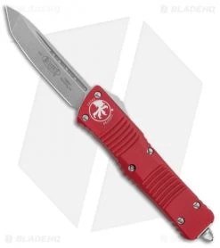 Microtech Combat Troodon Tanto Automatic OTF Knife Red (3.8" Stonewash)