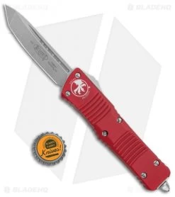 Microtech Combat Troodon Tanto Automatic OTF Knife Red (3.8" Stonewash) -Microtech Shop Microtech Combat Troodon Tanto Auto OTF Red SW BHQ 98153 jr bottlecap 1