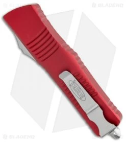 Microtech Combat Troodon Tanto Automatic OTF Knife Red (3.8" Stonewash) -Microtech Shop Microtech Combat Troodon Tanto Auto OTF Red SW BHQ 98153 jr side