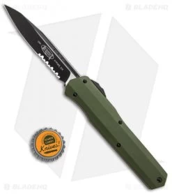 Microtech Cypher S/E OTF Automatic Knife Smooth OD Green (4" Black Serr) -Microtech Shop Microtech Cypher DE OTF Smooth Black OD Green Serr 241S 2OD BHQ 84506 jr bottlecap 1