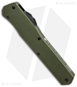 Microtech Cypher S/E OTF Automatic Knife Smooth OD Green (4" Black Serr) -Microtech Shop Microtech Cypher DE OTF Smooth Black OD Green Serr 241S 2OD BHQ 84506 jr spine