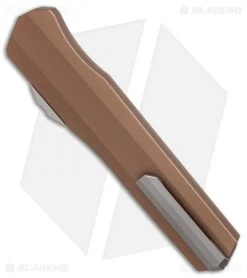 Microtech Cypher D/E OTF Automatic Knife Smooth Tan (4" Apocalyptic Full Serr) -Microtech Shop Microtech Cypher DE Smooth Tan Apocalyptic Full Serr BHQ 87578 er side