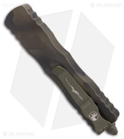 Microtech Dirac D/E Signature Series OTF Automatic Knife Olive Camo (2.88" Camo) -Microtech Shop Microtech Dirac DE Signature Series OTF Auto Olive Camo Camo BHQ 179065 jr side