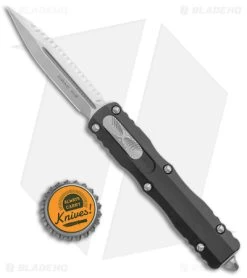 Microtech Dirac Dagger OTF Automatic Knife Black (2.88" Stonewash Full Serr) -Microtech Shop Microtech Dirac Dagger OTF Auto Black SW Full Serr BHQ 102135 jr bottlecap