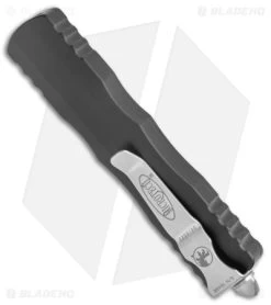 Microtech Dirac Dagger OTF Automatic Knife Black (2.88" Stonewash Full Serr) -Microtech Shop Microtech Dirac Dagger OTF Auto Black SW Full Serr BHQ 102135 jr side