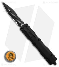 Microtech Dirac Delta D/E OTF Automatic Knife Black (3.75" Black Serr) 227-2T -Microtech Shop Microtech Dirac Delta DE OTF AK Black 3in Black Serr BHQ 175697 td size