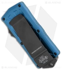 Microtech Exocet Dagger CA Legal OTF Automatic Knife Blue (1.9" Black) 157-1BL -Microtech Shop Microtech Exocert Dagger CA Legal OTF Auto Blue Black 157 1BL BHQ 105163 jr side