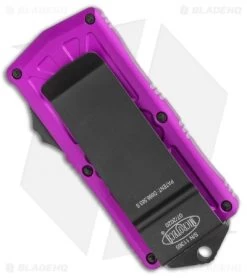 Microtech Exocet Dagger CA Legal OTF Automatic Violet (1.9" Black Serr) 157-2 VI -Microtech Shop Microtech Exocet Dagger CA Legal OTF Automatic Violet 1.9in Black Serr 157 2 VI BHQ 115649 LS Side