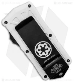 Microtech Exocet Tanto Stormtrooper CA Legal OTF Automatic Knife (1.9" White) -Microtech Shop Microtech Exocet Storm Trooper CA Legal OTF Automatic Knife Tanto 1.9 White BHQ 134518 LS Side