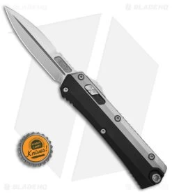 Microtech Glykon D/E OTF Automatic Knife Black Aluminum + Ti (3.75" Stonewash) -Microtech Shop Microtech Glykon Bayonet OTF AK Bead Blast OVerlay 3in SW BHQ 179098 td size