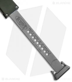 Microtech Halo VI Tanto OTF Automatic Knife OD Green (4.4" Stonewash) 250-10OD -Microtech Shop Microtech Halo VI Tanto Auto OD Green SW 250 10OD BHQ 91737 jr pull