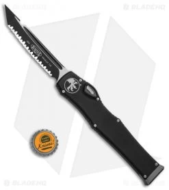 Microtech Halo VI Tanto OTF Automatic Knife Black (4.4" Black Full Serr) 250-3 -Microtech Shop Microtech Halo VI Tanto OTF Auto Black Black Full Serr 250 3 BHQ 88412 jr bottlecap 1