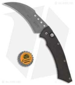 Microtech Hawk Automatic Knife Black Aluminum (4" Bead Blasted ATS-34) -Microtech Shop Microtech Hawk Auto BB BHQ 172949 jr bottlecap
