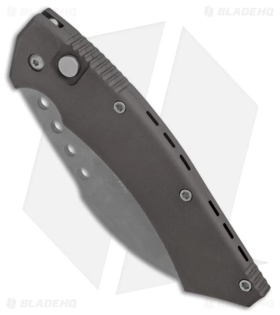 Microtech Hawk Automatic Knife Black Aluminum (4" Serrated BB ATS-34) 4 Microtech Hawk Automatic Knife Black Aluminum (4" Serrated BB ATS-34) - Image 2