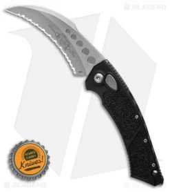 Microtech Hawk Automatic Knife (4" Full Serrations Stonewash) 166-12 -Microtech Shop Microtech Hawk Automatic Knife 4 Full Serrations Stonewash 166 12 BHQ 124655 LS Bottlecap
