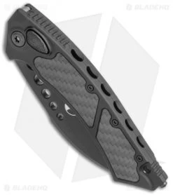 Microtech Signature Series Hawk Auto Knife Black Al. CF Inlay (4" Black DLC) 7 Microtech Signature Series Hawk Auto Knife Black Al. CF Inlay (4" Black DLC) -Microtech Shop Microtech Hawk Automatic Knife Black DLC CF Inlay 4 Black BHQ 118832 LS Spine