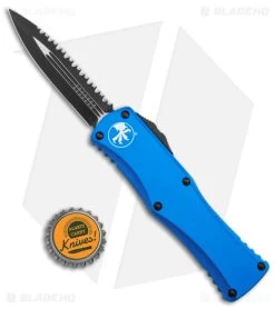 Microtech Hera D/E Auto Knife Blue Aluminum (3" Black Serr) -Microtech Shop Microtech Hera DE Auto Dagger Blue Aluminum Black Serr BHQ 165586 jr bottlecap