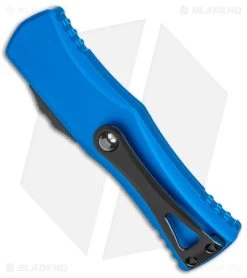 Microtech Hera D/E Auto Knife Blue Aluminum (3" Black Serr) -Microtech Shop Microtech Hera DE Auto Dagger Blue Aluminum Black Serr BHQ 165586 jr side