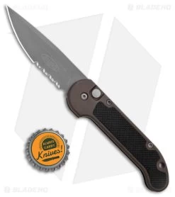 Microtech LUDT Automatic Knife Black Aluminum (4" Bead Blasted Serrated ATS-34) -Microtech Shop Microtech LUDT Auto No Clip BB Serr BHQ 172991 jr bottlecap