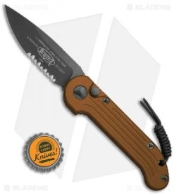 Microtech LUDT Automatic Knife Tan (3.4" Black Serr) 135-2TA -Microtech Shop Microtech LUDT Auto Tan Black Serr 135 2TA BHQ 8567 jr bottlecap