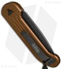 Microtech LUDT Automatic Knife Tan (3.4" Black Serr) 135-2TA -Microtech Shop Microtech LUDT Auto Tan Black Serr 135 2TA BHQ 8567 jr side
