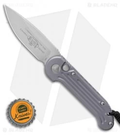 Microtech LUDT Automatic Knife Gray Aluminum (3.4" Stonewash) 135-10GY -Microtech Shop Microtech LUDT Automatic Knife Gray 3.4 Apocalyptic135 10APGY BHQ 48921 LS Bottlecap 1
