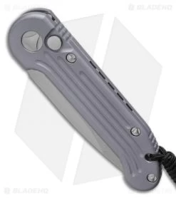 Microtech LUDT Automatic Knife Gray Aluminum (3.4" Stonewash) 135-10GY -Microtech Shop Microtech LUDT Automatic Knife Gray 3.4 Apocalyptic135 10APGY BHQ 48921 LS Spine 1