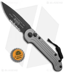 Microtech LUDT Gray Automatic Knife (3.4" Black Serr) 135-2GY -Microtech Shop Microtech LUDT Gray Auto Black Serr 135 2GY BHQ 10567 jr bottlecap