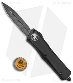 Microtech Combat Troodon D/E OTF Knife Black W/ Copper HW (3.8" Damascus) 142-16 -Microtech Shop Microtech OTF Combat Troodon Bowie DE Black Copper Damascus 142 16 BHQ 68552 jr bottlecap 2