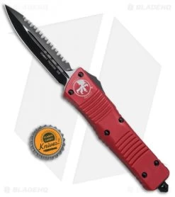 Microtech Combat Troodon D/E OTF Auto Knife Red (3.8" Black Full Serr) 142-3RD -Microtech Shop Microtech Red Combat Troodon OTF DE Red Black Full Serr 142 3RD BHQ 76612 jr bottlecap 1